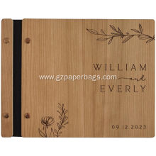 Personalized Wooden Cover Wedding Guest Book Signature Book